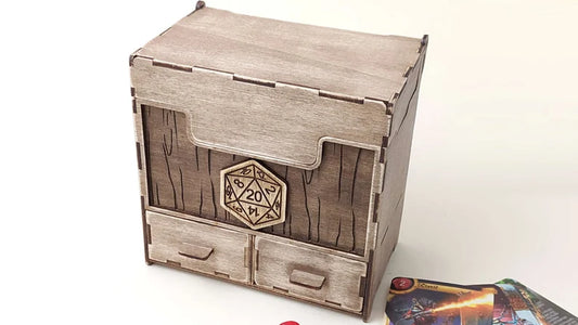 D20 Wood Card and Dice Box