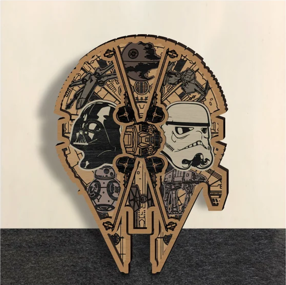 Star Wars Falcon and XWing Layered Art