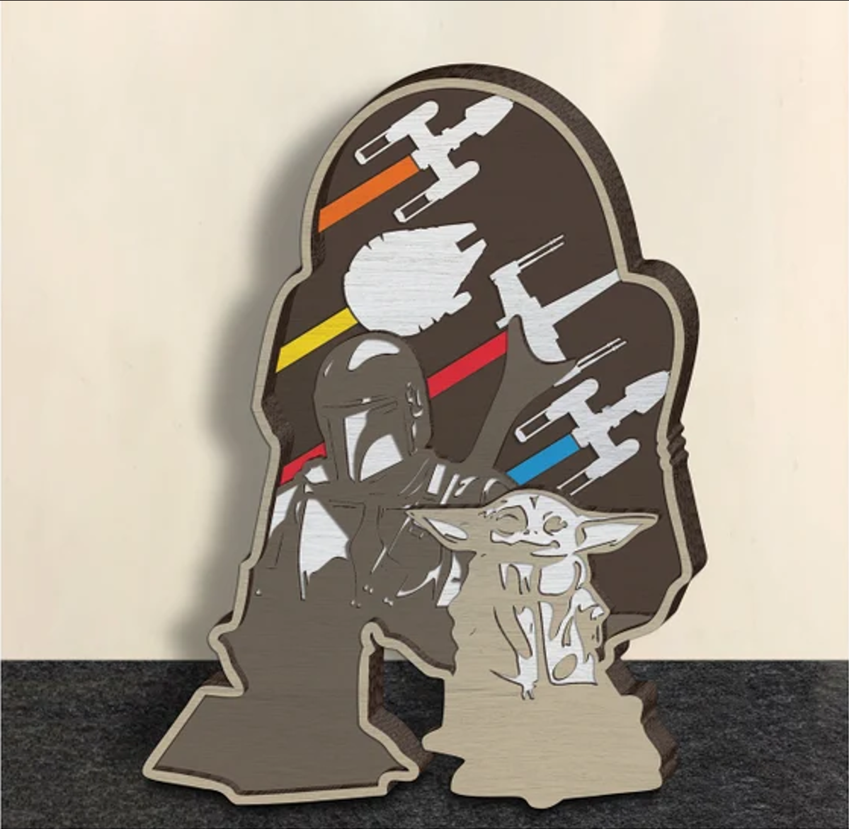 Star Wars R2 and Mando Layered Art