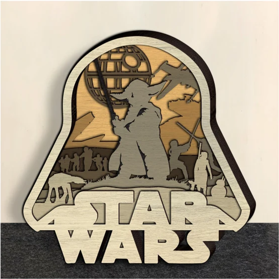 Star Wars Vader and Yoda Layered Art