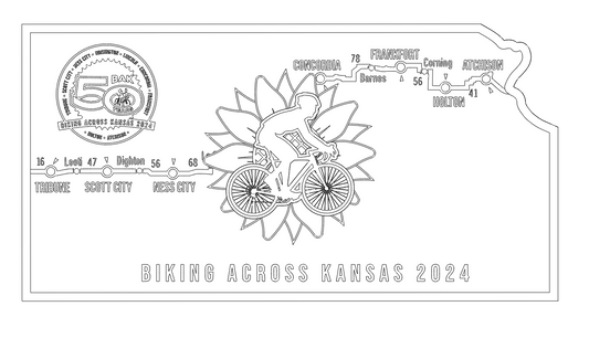 Biking Across Kansas 50th Ride Plaque - Large