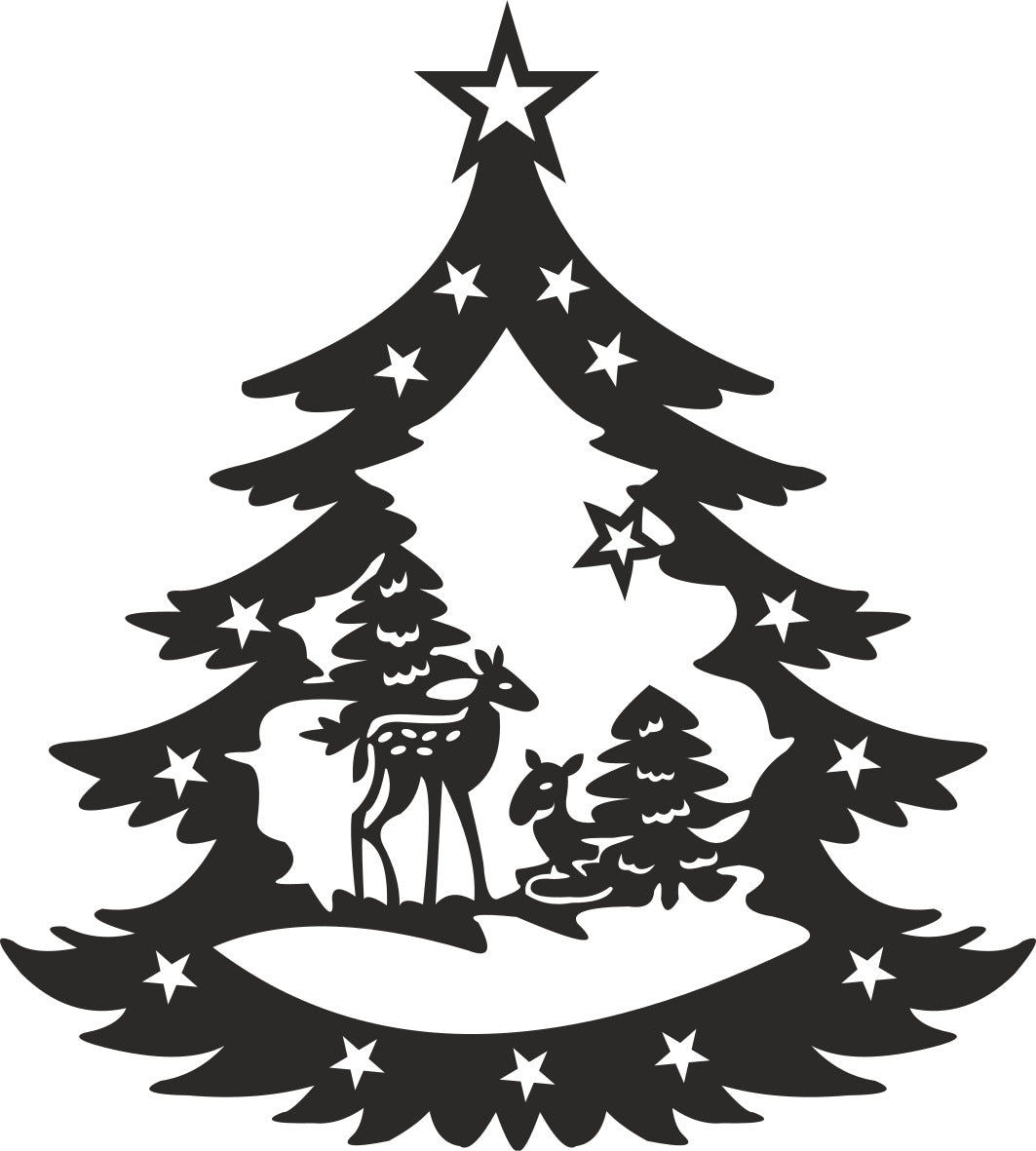 Ornament - Tree with Deer - 4"