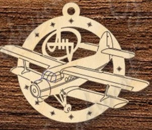 Ornament - Aviation 3 - Bi-Plane - Single Layer