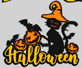 Halloween Wall Art - Cat and Jack-O-Lantern