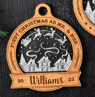 Ornament - Round 38 - "First Christmas as Mr. & Mrs." - 2 Piece