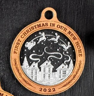Ornament - Round 39 - "First Christmas in Our New Home" - 2 Piece