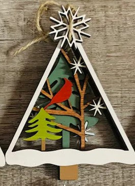 Ornament - Tree & Cardinal - 5 Layer