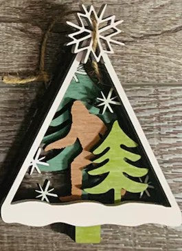 Ornament - Tree & Bigfoot - 5 Layer