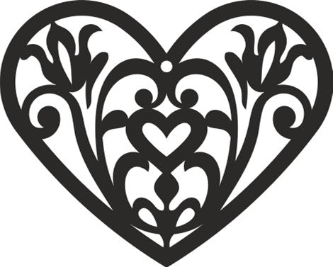 Ornament - Heart - Lace 2 - 4"