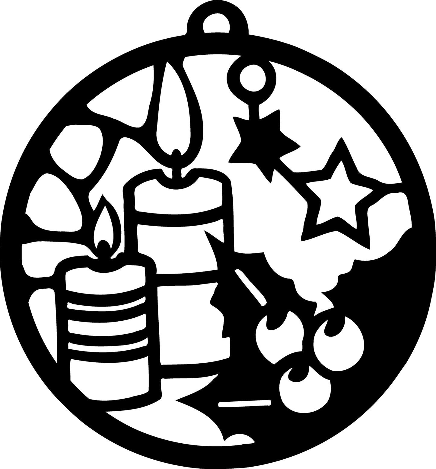 Ornament - Round 30 - Candles & Holly - 4"