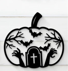Halloween Wall Art - Pumpkin and Hands