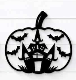 Halloween Wall Art - Pumpkin and Haunted House