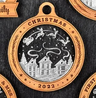 Ornament - Round 34 - "Christmas" & Year - 2 Piece