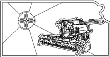 Kansas with Wichita Flag and Combine