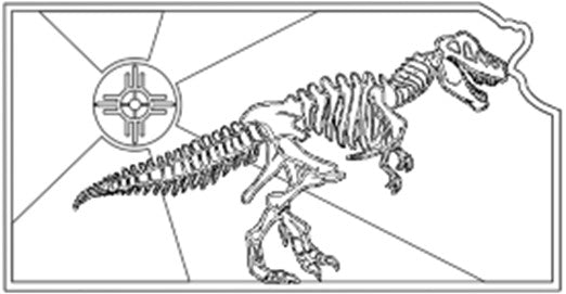 Kansas with Wichita Flag and Dinosaur 1