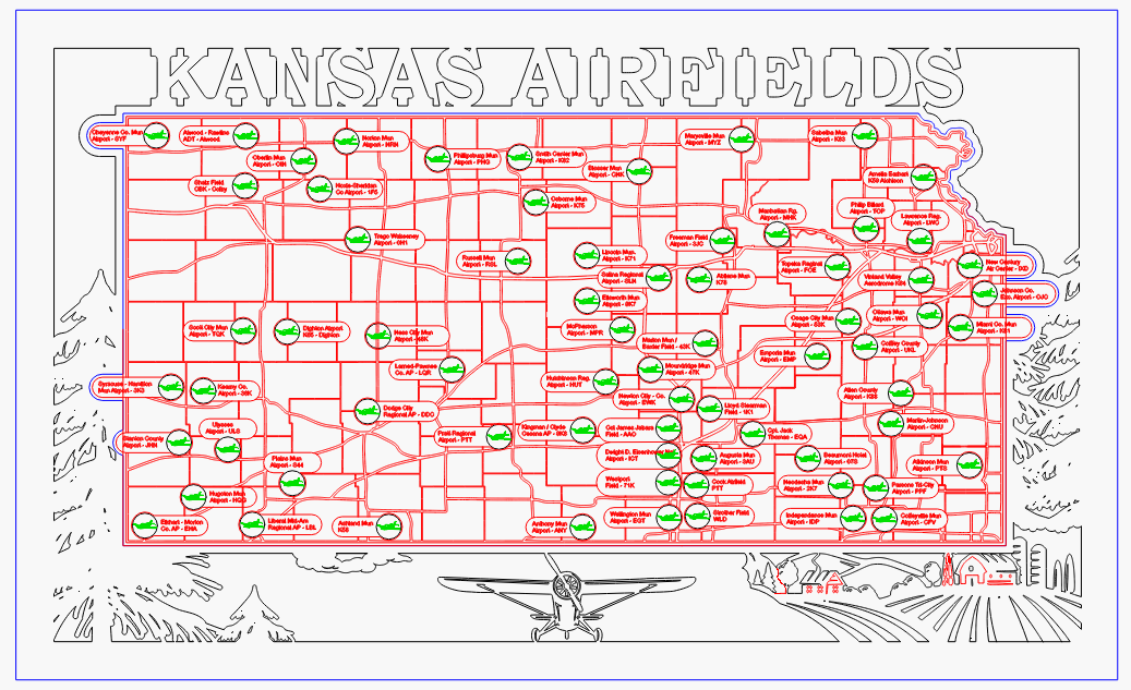 Kansas Travel Map - Airports