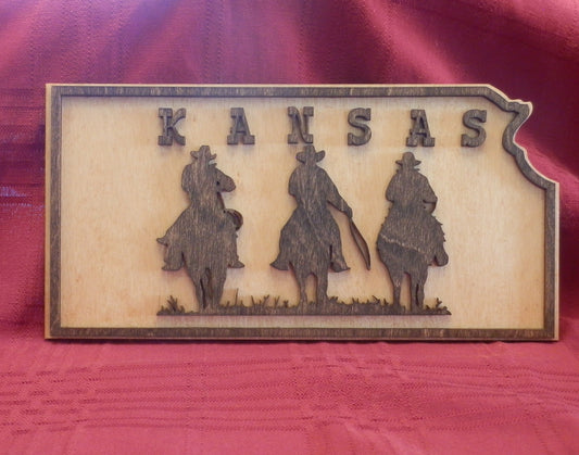 Kansas Cowboy Plaque - 3 Riders