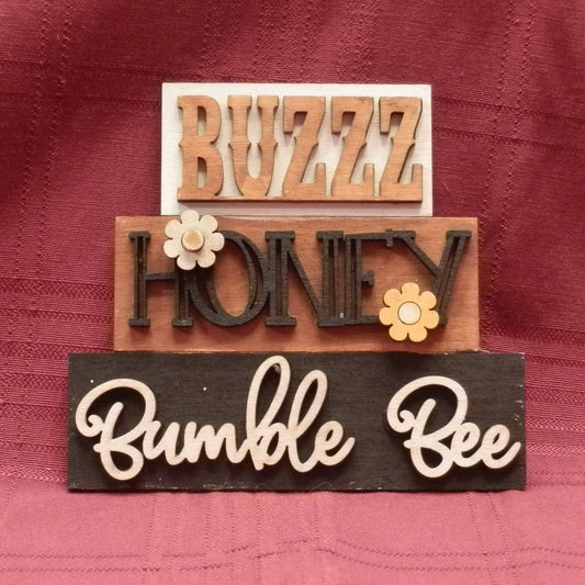 Wood Art - Bubble Bee - Stacked Sign