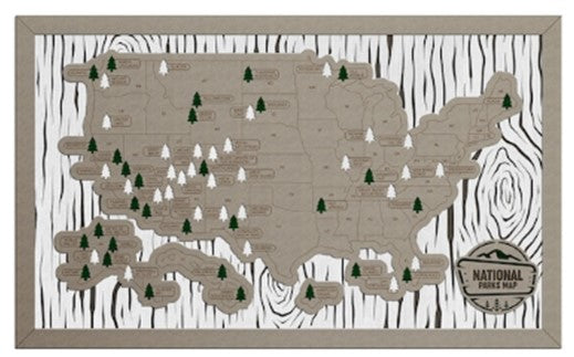 National Parks Travel Map - Wood Texture