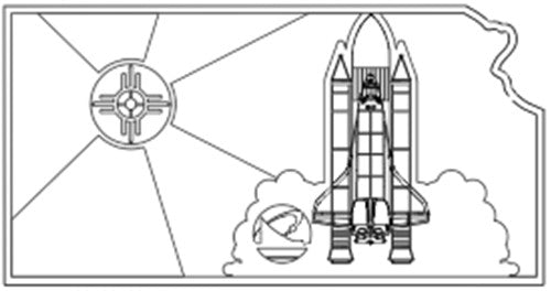 Kansas with Wichita Flag and Shuttle