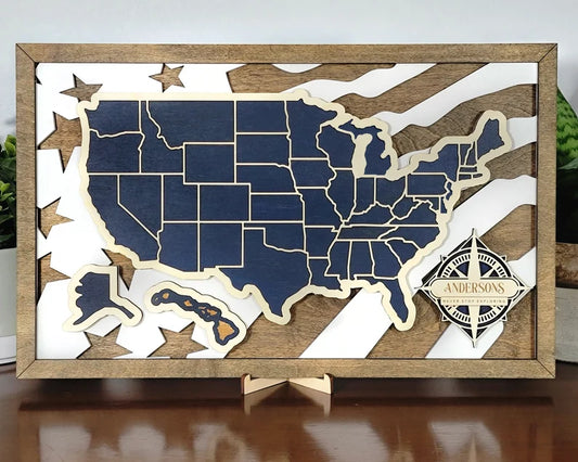 United States Travel Puzzle Map - US Flag