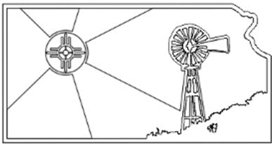 Kansas with Wichita Flag and Windmill