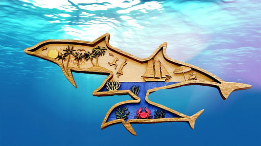 Wood Art - Dolphin w/ Islands