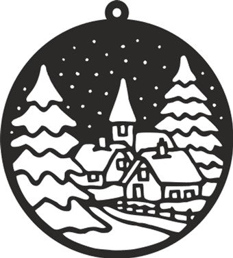 Ornament - Round 6 - Snowy Village - 4"