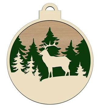 Ornament - Round 42 - Elk - 4 Piece