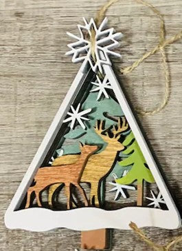 Ornament - Tree & Deer - 5 Layer