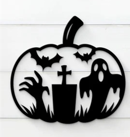 Halloween Wall Art - Pumpkin and Grave Yard