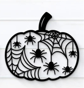 Halloween Wall Art - Pumpkin and Spiders